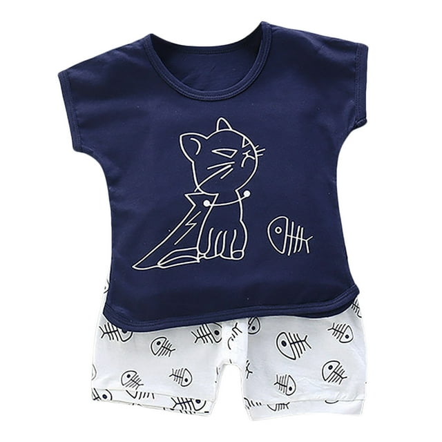 Tenues et Ensembles pour Garçons, Ensemble Décontracté pour Tout-Petits, Débardeur Sans Manches à Imprimé de Dessins Animés et Shorts pour Enfants