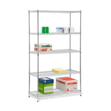 Honey-Can-Do 5-Tier Heavy-Duty Adjustable Shelving Unit with 800-lb Shelf Capacity, Chrome,Shelves & Shelf Units Chrome,Steel