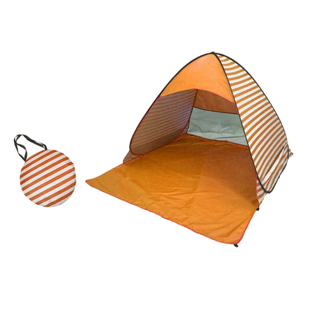 up Tent, Beach Tent, Portable Tent ,UPF 50, up Beach Sun Protection Orange Stripes L