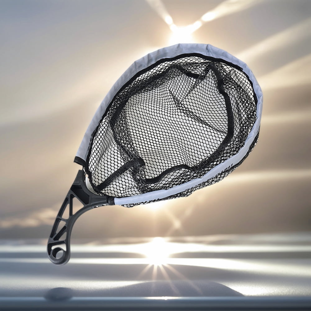 HUISZJ Fly Fishing Landing Net, Soft Rubber Mesh Foldable Landing Net, Non-Slip Handle Trout Net Outdoor Stream Fishing Tool Accessory