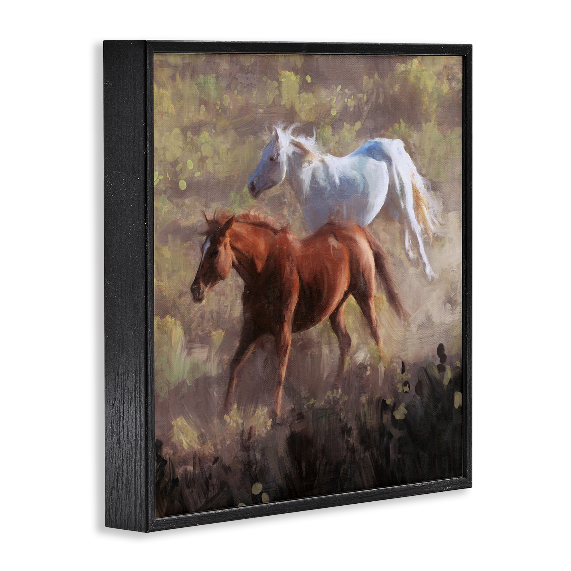 Stupell Industries Brown & White Wild Horses Animals & Insects Painting Black Framed Art Print Wall Art, 24 x 24