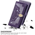 thumbnail image 5 of Wallet Case for Google Pixel 5, Glitter PU Leather Magnetic Closure Handbag Embossed Case Kickstand Card Holder Slots with Wrist Strap TPU Shockproof Flip Cover RFID Blocking, Purple, 5 of 10