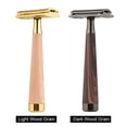 thumbnail image 2 of Maquinilla de afeitar de doble filo con mango largo de madera natural, maquinilla de afeitar de aleación con barra festoneada, cabezal de peine abierto para hombres, barberos, uso doméstico., 2 of 6