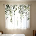 thumbnail image 2 of huayou 2 Pack Printed Kitchen Tier Curtains, 27.56x59.06 Inch Watercolor Eucalyptus Leaf Floral Short Window Curtains, for Indoor Kitchen Farmhouse Home Window Decor, 2 of 7