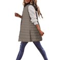 thumbnail image 4 of Tiqkatyck Sweater Vest Women's Long Winter Vest Thin and Light Down Coat Casual Down Coat Slim Gilet Quilted Jacket Outdoor Winter Coat Vest with Pockets Puffer Vest Women Khaki, 4 of 5