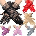 thumbnail image 3 of 1 Pair Bridal Gloves Wrist Length Floral Gloves Sunscreen Driving Gloves Vintage Sheer Short Lace Gloves Black For Women Elegant Tea Party Gloves Wrist Length Floral Gloves Sunblock Bridal Gloves, 3 of 7