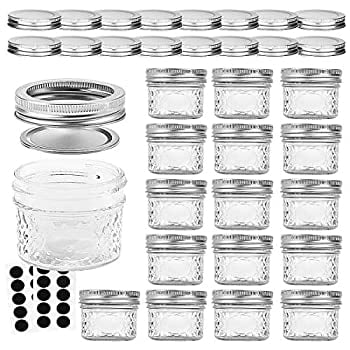 SXUDA 8oz Mason Jars with Silver Lids and Bands Wide Mouth Canning Jars Jelly Jar for Jam 24 PACK Honey Wedding Favors DIY Magnetic Spice Jars Baby Foods 