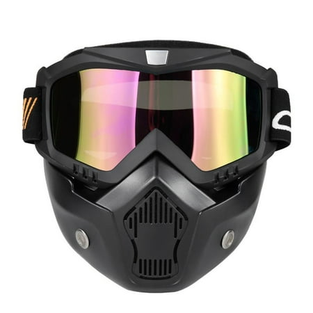Mortorcycle Mask Detachable Goggles and Mouth Filter for Open Face Helmet Motocross Ski (Best Ski Goggles For The Money)