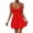 Red, variant on Women's Spaghetti Strap V-Neck Mini Dress Ruched Waist Fit and Flare Casual Party Graduation Dress