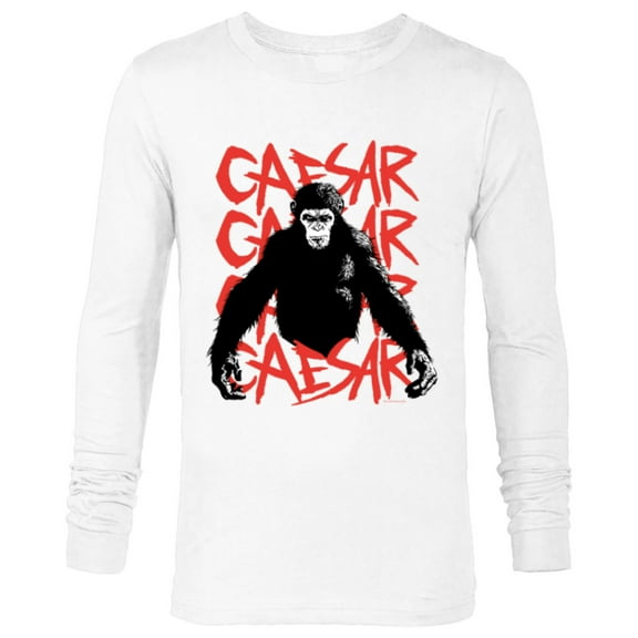 Rise of the Planet of the Apes Caesar in Black White and Red - Long Sleeve T-Shirt for Men - Customized-White
