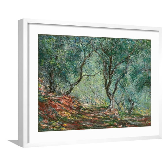 Art.com Olive Trees in the Moreno Garden; Bois D'oliviers Au Jardin Moreno, 1884 (Oil on Canvas) Giclee Print by Claude Monet, White Frame Wall Art, 29" x 23"