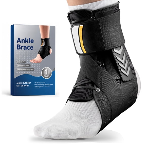 Goldeer Ankle Brace for Women & Men for Sprained Ankle, Adjustable & Breathable Ankle Support for Men Women, Ankle Stabilizer for Sprain, Injury Recovery, Sports (12''-13'')