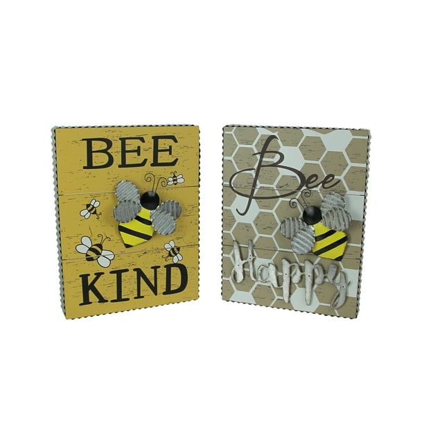 Mayrich Set Of 2 Bee Happy Kind Honeybee Wall Hanging Signs Motivational Home Decor Com - Mayrich Home Decor Mayrich Set Of 2 Bee Happy Kind Honeybee Wall Hanging Signs Motivational Home Decor Com - Mayrich Home Decor