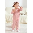 thumbnail image 2 of Happy Town Toddler Baby Girl Romper 0-18M Fall Winter Long Sleeve Ruffle Floral Jumpsuit With Headband Infant Romper, 2 of 9