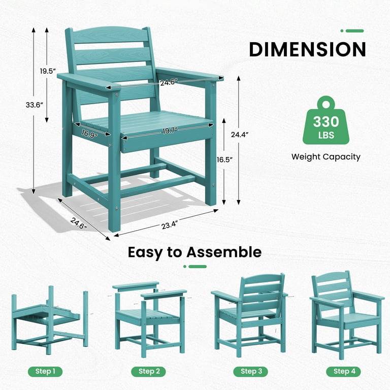 SERWALL Outdoor HDPE 7-Piece Dining Table Set with Umbrella Hole