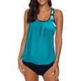 thumbnail image 1 of Womens Blouson Striped Printed Strappy T-Back Push up Tankini Top with Shorts, 1 of 6