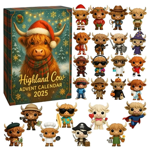 24-Day Highland Cow Advent Calendar 2025 Surprise Christmas Decoration for Home & Christmas Tree