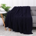 thumbnail image 4 of Unique Bargains  100% Cotton Cable Knit Throw Blanket Navy Blue 50" x 60", 4 of 8