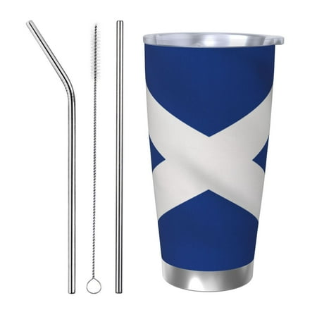 

20oz Straw Three-Piece Set Car Cup For The Coffee Shop Office Car Sports Home Easy To Carry Out Scotland Flag Scottish National Blue