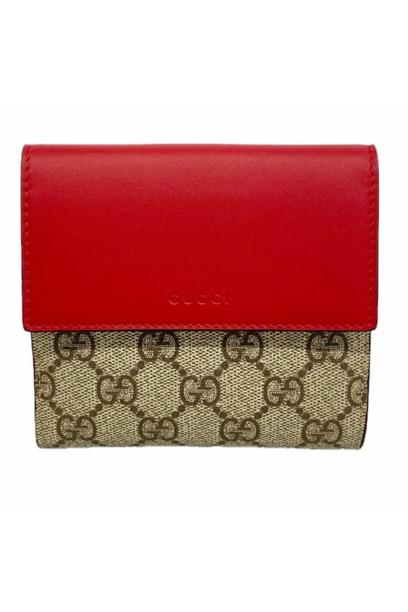 Pre-Owned Gucci GG Supreme Wallet 410104 Leather Red Brown Women's P3069752