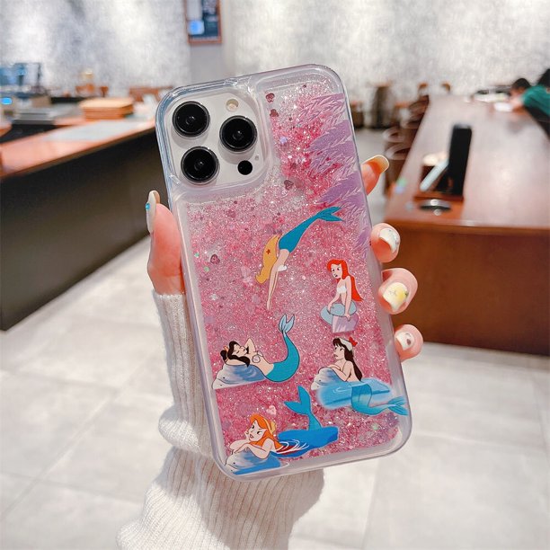 Samsung Galaxy A14 A24 4G A54 A34 A53 A73 A13 A23 A33 S23 S22 Plus + Ultra A33 A52 A52S 5G Sirena Niñas Mujeres Purpurina Movimiento De Arena Movediza Que Fluye La Cubierta