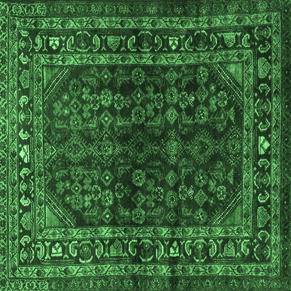 Ahgly Company Indoor Square Persian Emerald Green Traditional Area Rugs, 8' Square