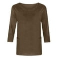 thumbnail image 5 of Lenago Womens Tops 3/4 Sleeves Solid Colo Crew Neck T Shirt Fashion Loose Comfort Mid-Length Blouse Round Neck Casual Tops Summer Vacation Everyday Costume Beach,Work Clothes,Shopping Shirt For Women, 5 of 5