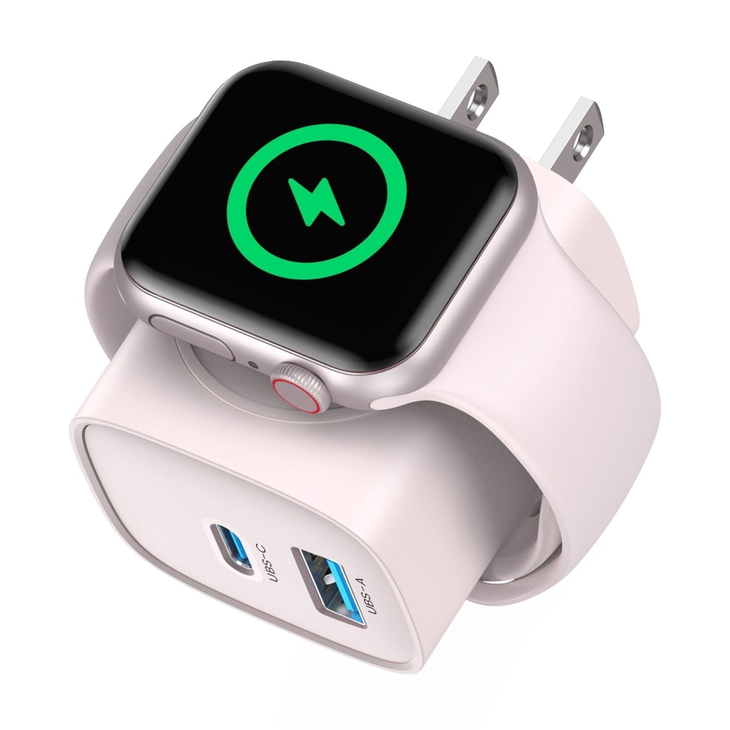 Topadre Magnetic 3-in-1 20W USB-C Charger Compatible with Apple Watch/iPhone/iPad Series (Pink)