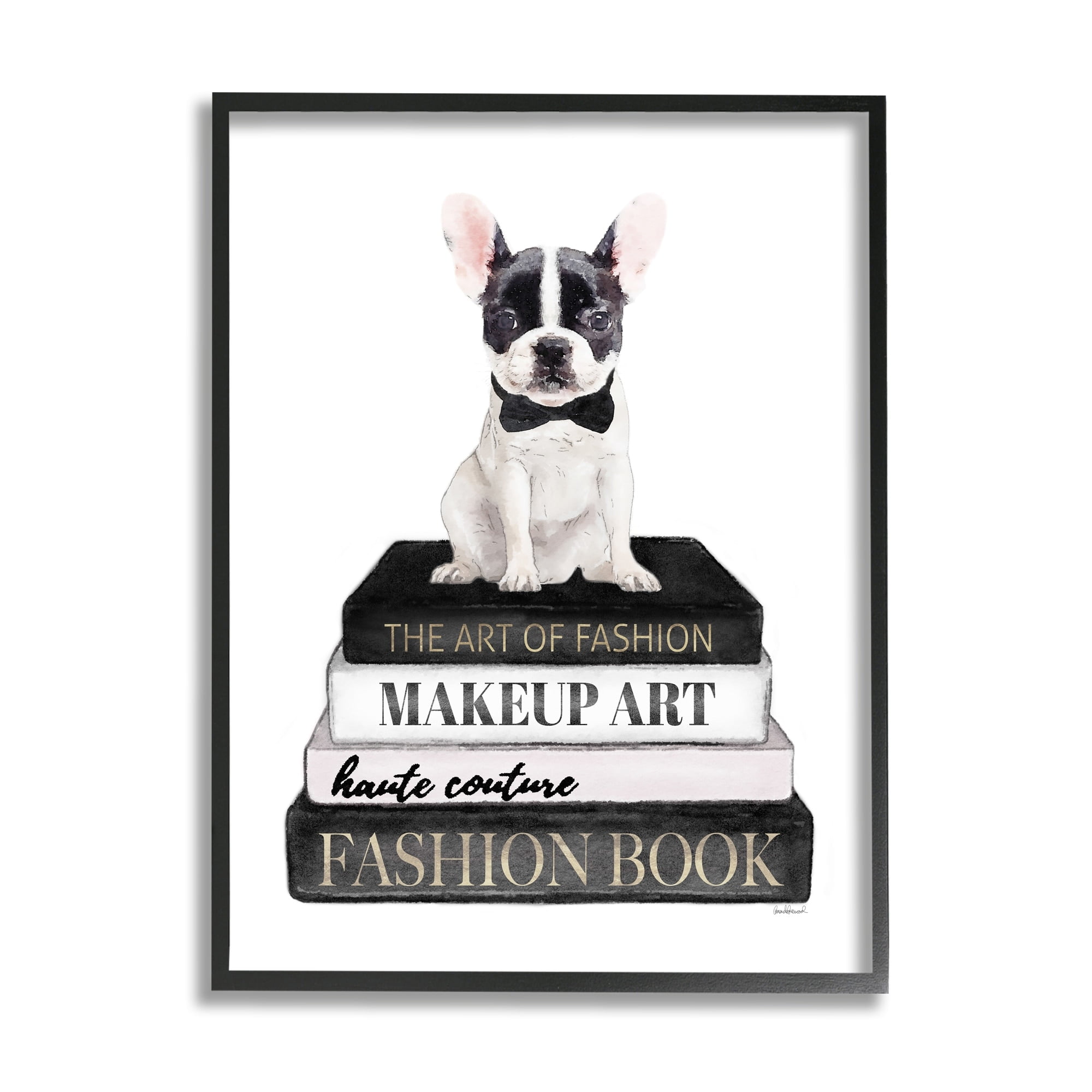 Stupell Industries Fancy Boston Terrier Bookcase Dog Fashion Apparel ,24 x 30, Design by Amanda Greenwood
