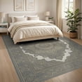 thumbnail image 3 of ODIKA 8'x10' Washable Area Rug Non-Slip Chair-Friendly Mat Grey Delicate Transitional Worn Effect Geometric Under for Dining Room, Large Office, Lounge, 3 of 7