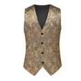 thumbnail image 2 of Stamzod Suit Vest for Men Solid Color Sleeveless Button Up Work Waistcoat Mens Vests Dress Outerwear Yellow XXXL, 2 of 6
