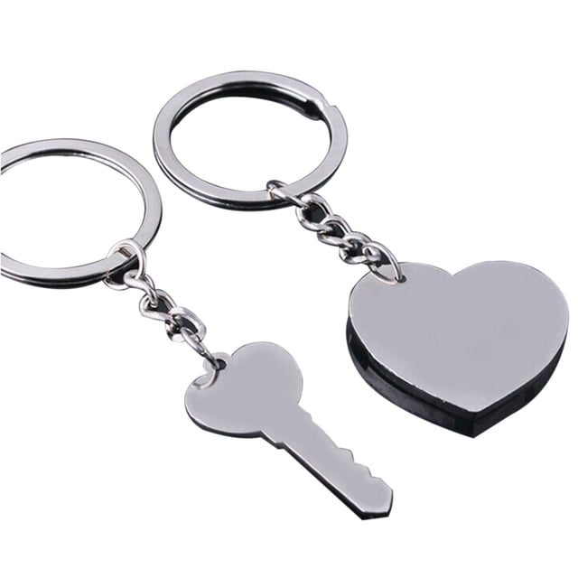 Couple Keychain Keyring Lover Sweetheart Gift for Valentine's Day / Wedding Anniversary / Birthday (Silver)