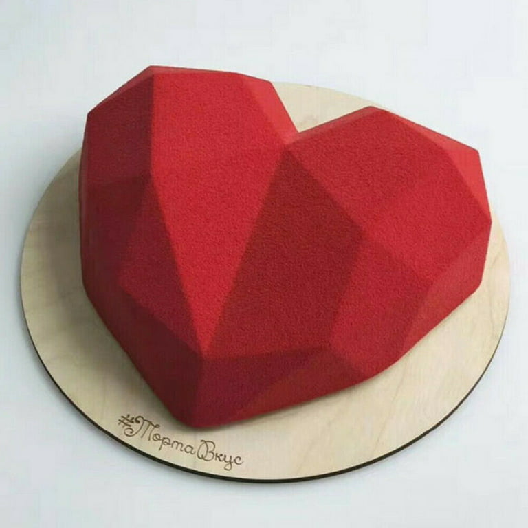 3D Silicone Large Heart Shape Cake Mould Geometric Baking Mold Tool  Chocolate 