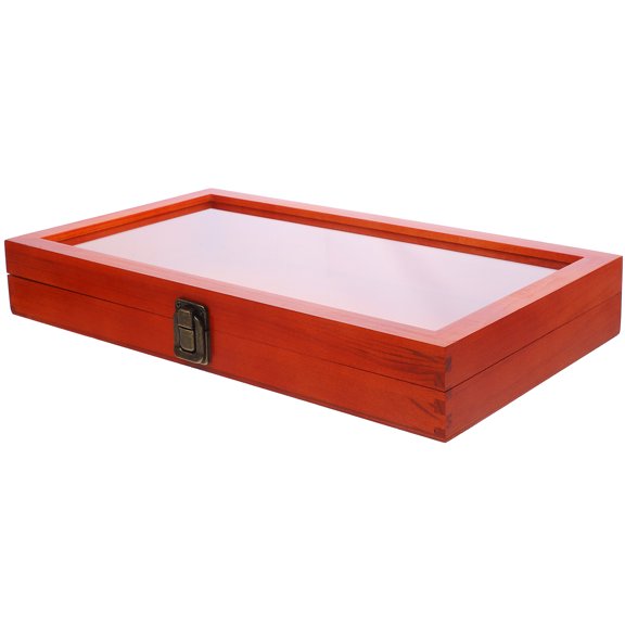 MLINS Red Wooden Display Case for Storage with Vintage Color Scheme and Transparent Sides 6.5 x 4.5 x 3 inches