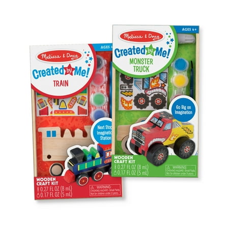 Melissa & Doug Created by Me! Paint & Decorate Your Own Wooden Vehicles Craft Kit For Kids 2 Pack – Monster Truck,