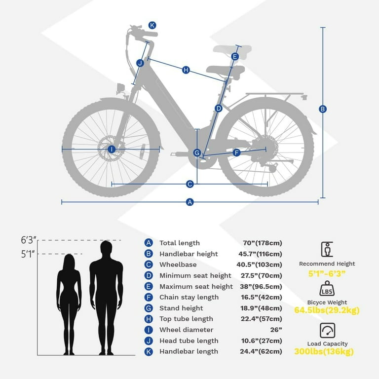 ZDZA Electric Bike for Adults 26”, 750W Peak Motor Ebike for
