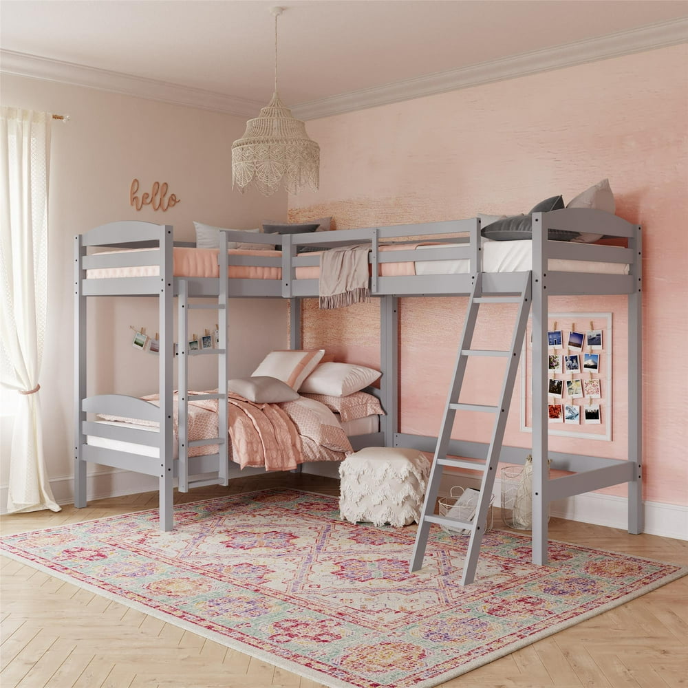 Better Homes & Gardens Leighton Triple Bunk Bed, Twin Size, Gray