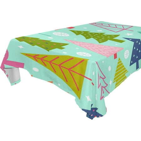 

Hyjoy 60x120 in Christmas Tree Tablecloth Waterproof Washable Polyester Square Table Cover Durable Tablecloth for Kitchen Dining Table Party Decor