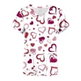 thumbnail image 3 of Midsumdr Womens Valentine's Day Scrub Tops Love Heart Printed Pockets Nursing Uniforms Short Sleeve V-Neck Loose Plus Size Scrub Tops, 3 of 4