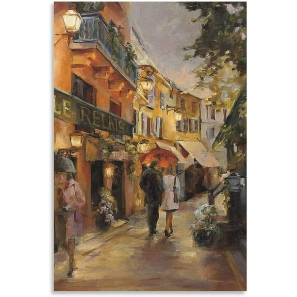 Posters Paris Night Oil Painting City Street Scene Wall Art Night Cafe ...