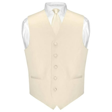 Light Brown Necktie - Men's Dress Vest & Skinny NeckTie Solid Light Brown Color 2.5