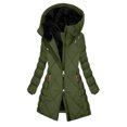 thumbnail image 3 of qucoqpe Women's Fashion Quilted Puffer Jacket Solid Color Hooded Long Sleeve Winter Coat for Women, 3 of 6