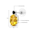thumbnail image 5 of Gem Stone King 14k White Gold Yellow Citrine and Black Diamond Earrings for Women (2.73Cttw, GemstoneNovember Birthstone, Oval 8X6MM, Round 2.5MM), 5 of 5