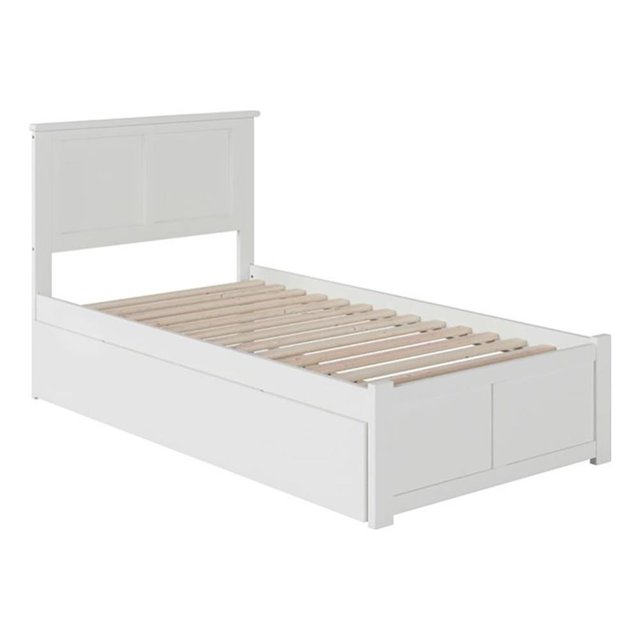Pemberly Row Lit Plateforme en Bois Madison Simple TG et Tiroir-Lit Simple TG, Blanc