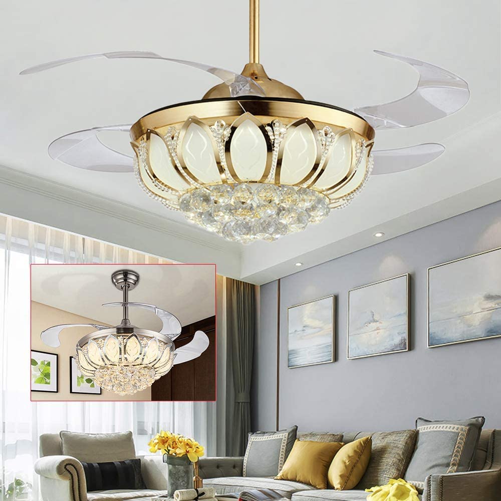 Fandelier Ceiling Fan with Light Invisible Ceiling Fan Lamp Luxury