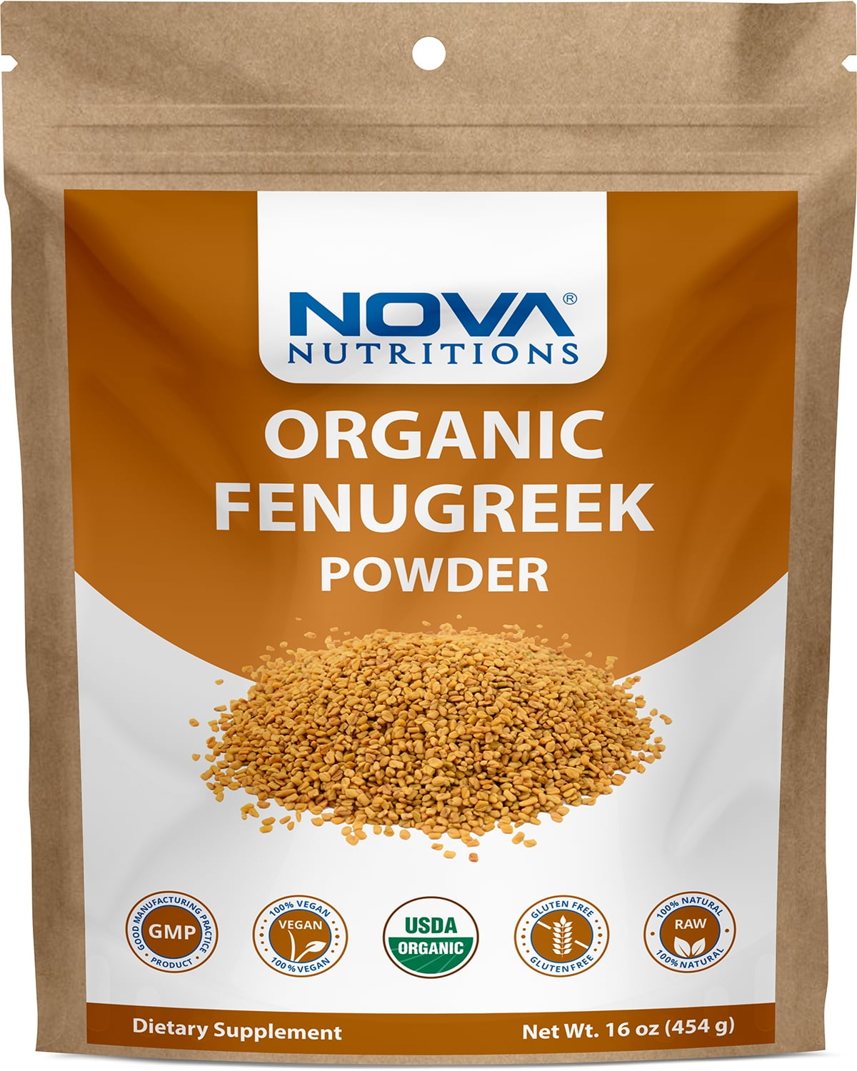 Nova Nutritions Certified Organic Fenugreek Seed Powder 16 OZ (454 gm
