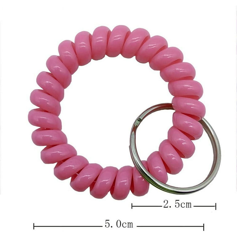 30 Pieces Wrist Coil Keychain 10 S Wrist Stretchable Spiral Blet Key Chain  Key Ring Spiral H Coils For Gym Pool Id Badg