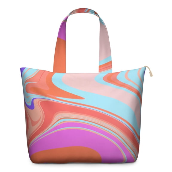 22 Inch Oversized Travel Bag Lightweight Canvas Weekender Duffel with Multi Pockets, Colorful Pop Pattern