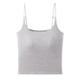 thumbnail image 2 of Bmisegm Built in Bra Tank Tops for Women Elegant Solid Color Sleeveless Camisole Slim Straps Relaxed Fit Seamless Back Layering Summer Womens Casual Tops Grey L, 2 of 3