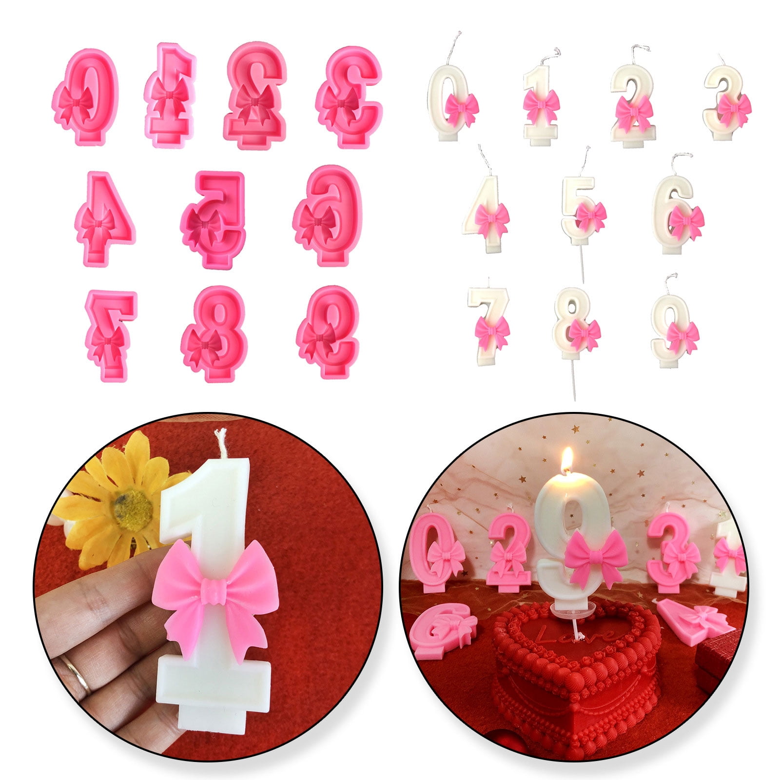 Bow Number Mold Bowknot Baking Silicone Mould Resin Molds Handmade Soap Mold for Cake Chocolate Decoration